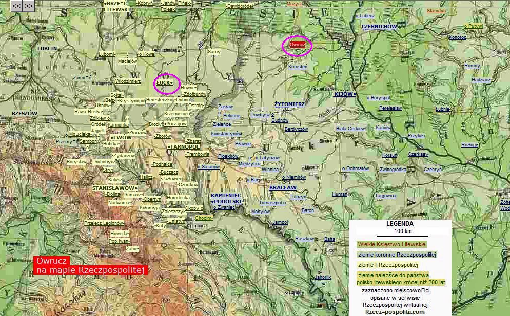 KKE 5934-2.jpg - Dok. Mapy topograficzne - części Wołynia wraz z lokalizacją miejscowości związanych z rodem Paszkowskich, Łuck (lata 30-te XX wieku), Owrucz (internetowa XXI wiek), Petrozawodsk (internetowa XXI wiek), lata 30-te XX wieku/XXI wiek.